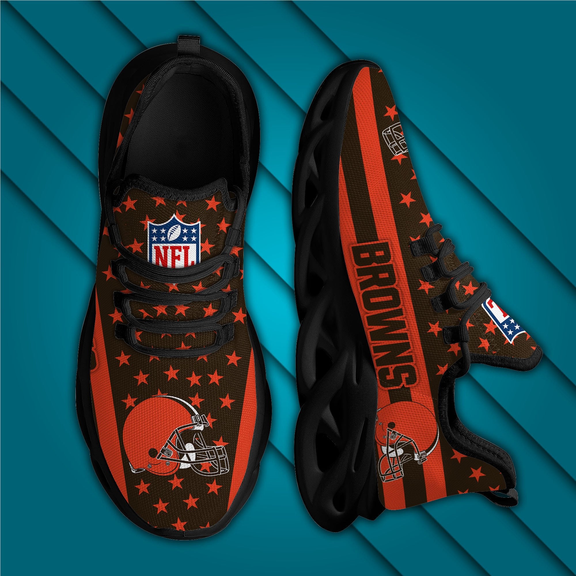 Ideafootwear Cleveland Browns NFL Max Soul Shoes Sneakers For Men And Women