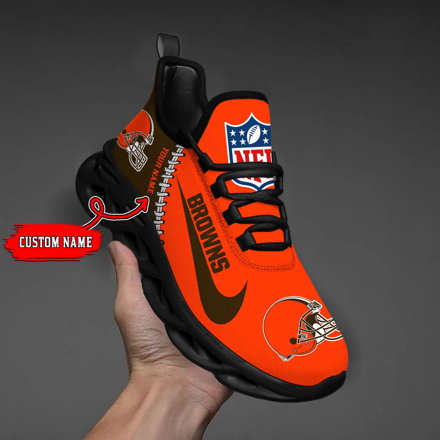 Ideafootwear Cleveland Browns NFL Max Soul Shoes Sneakers For Men And Women