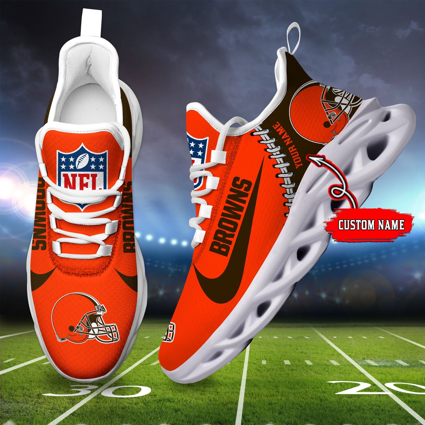 Ideafootwear Cleveland Browns NFL Max Soul Shoes Sneakers For Men And Women