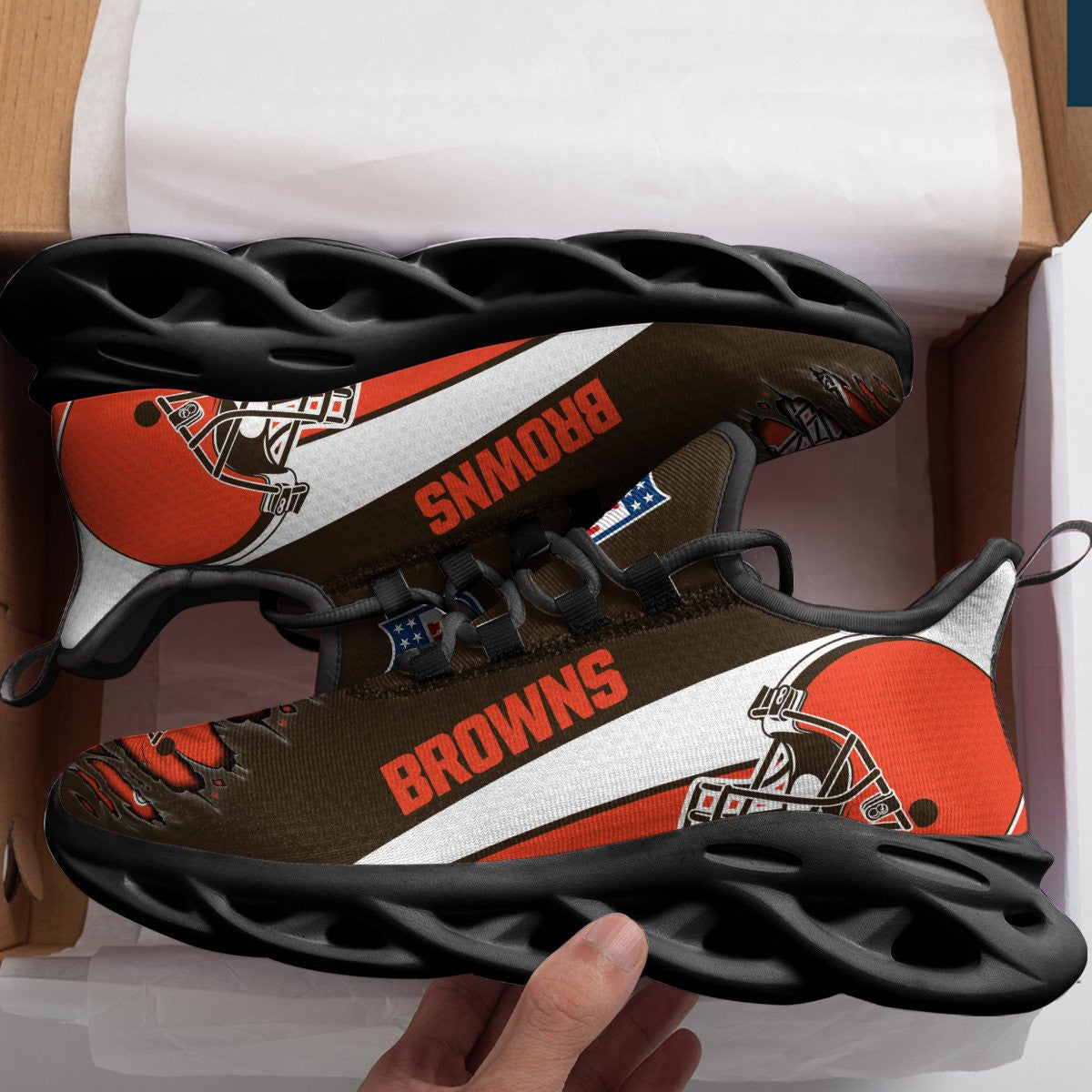 Ideafootwear Cleveland Browns NFL Max Soul Shoes Sneakers For Men And Women