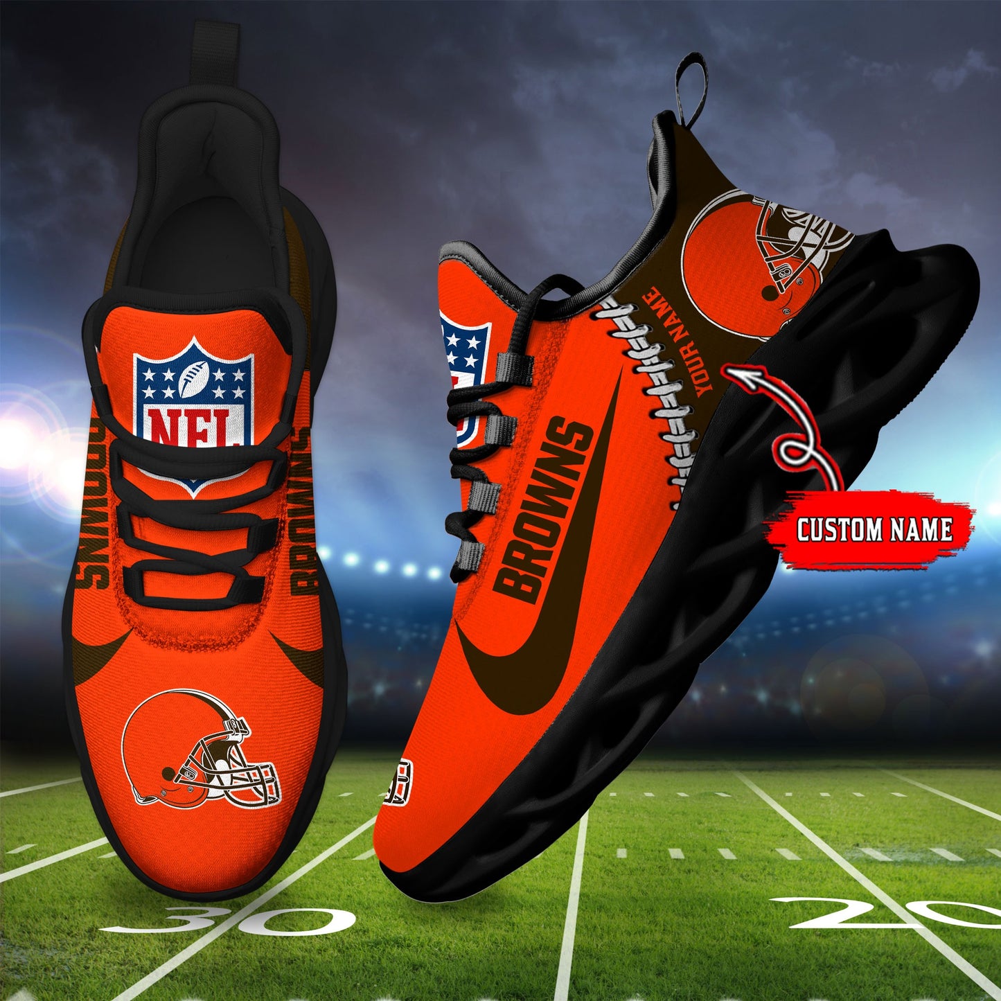 Ideafootwear Cleveland Browns NFL Max Soul Shoes Sneakers For Men And Women