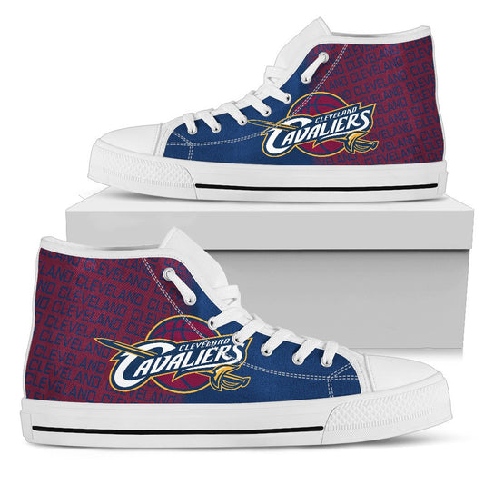Ideafootwear Cleveland Cavaliers High Top Canvas Sneakers Shoes For Men And Women