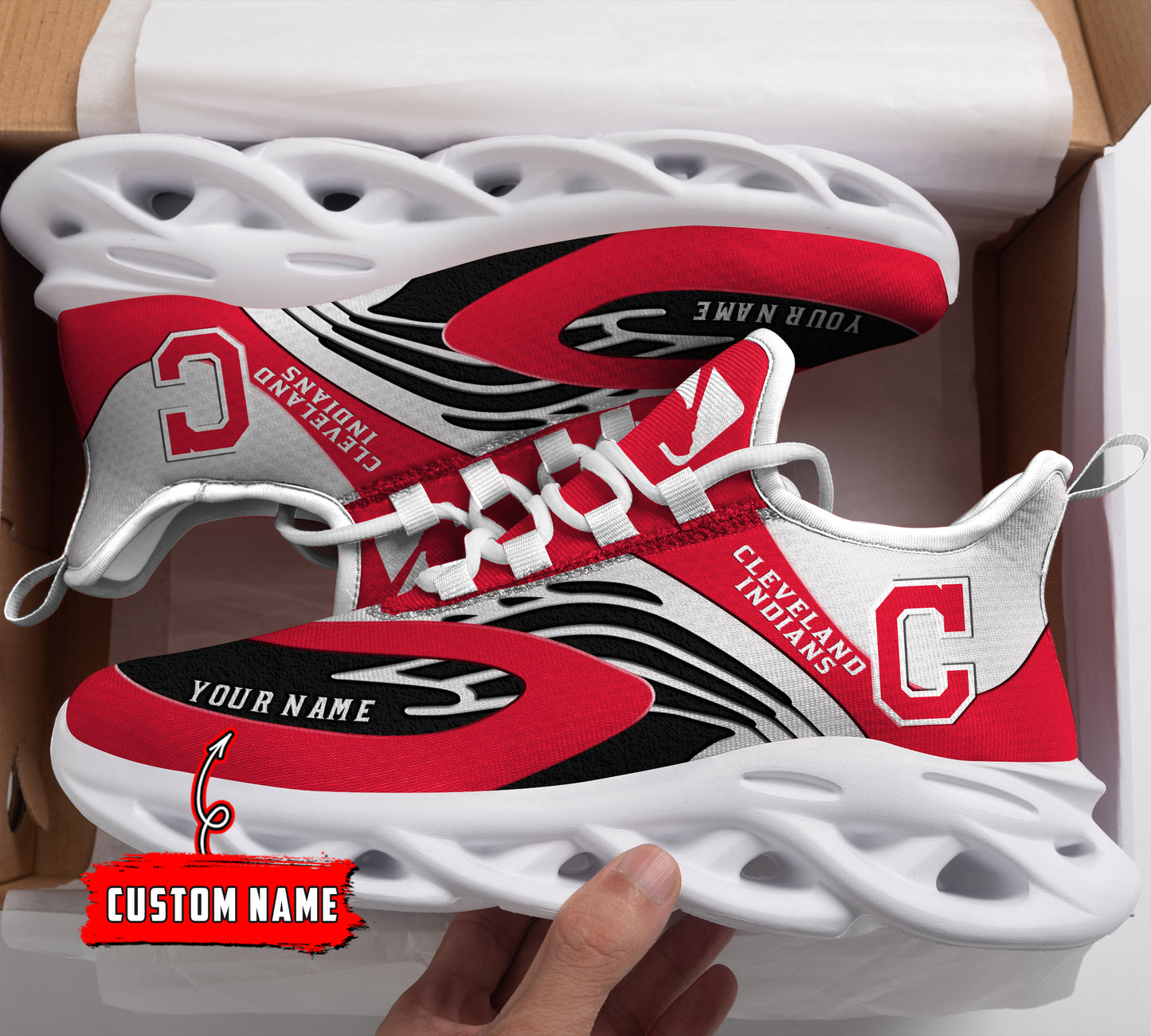 Ideafootwear Cleveland Indians MLB Max Soul Shoes Sneakers For Men And Women