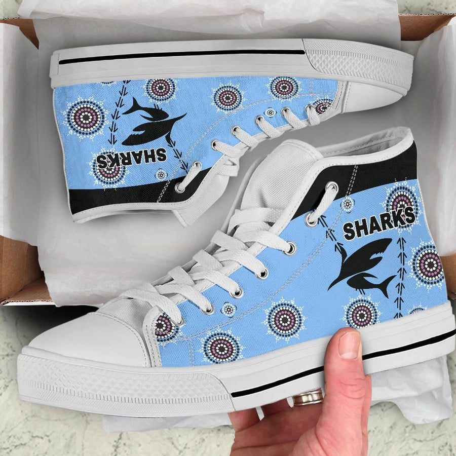 Ideafootwear Cronulla-Sutherland Sharks High Top Canvas Sneakers Shoes For Men And Women