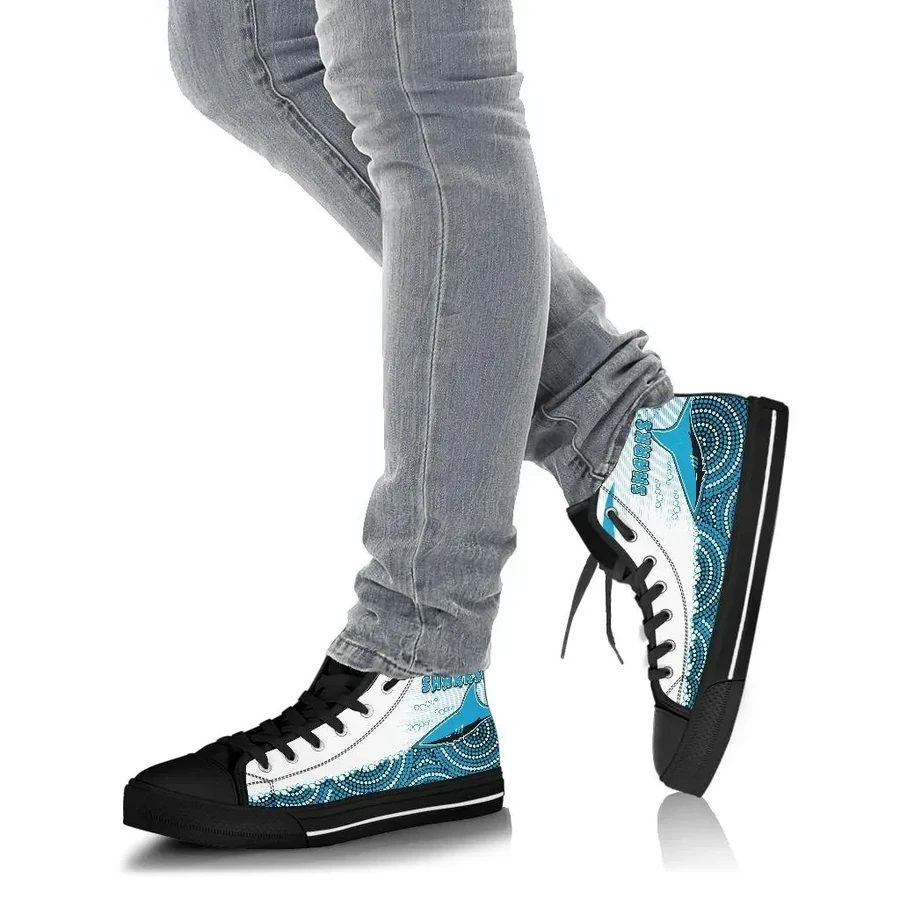 Ideafootwear Cronulla-Sutherland Sharks High Top Canvas Sneakers Shoes For Men And Women
