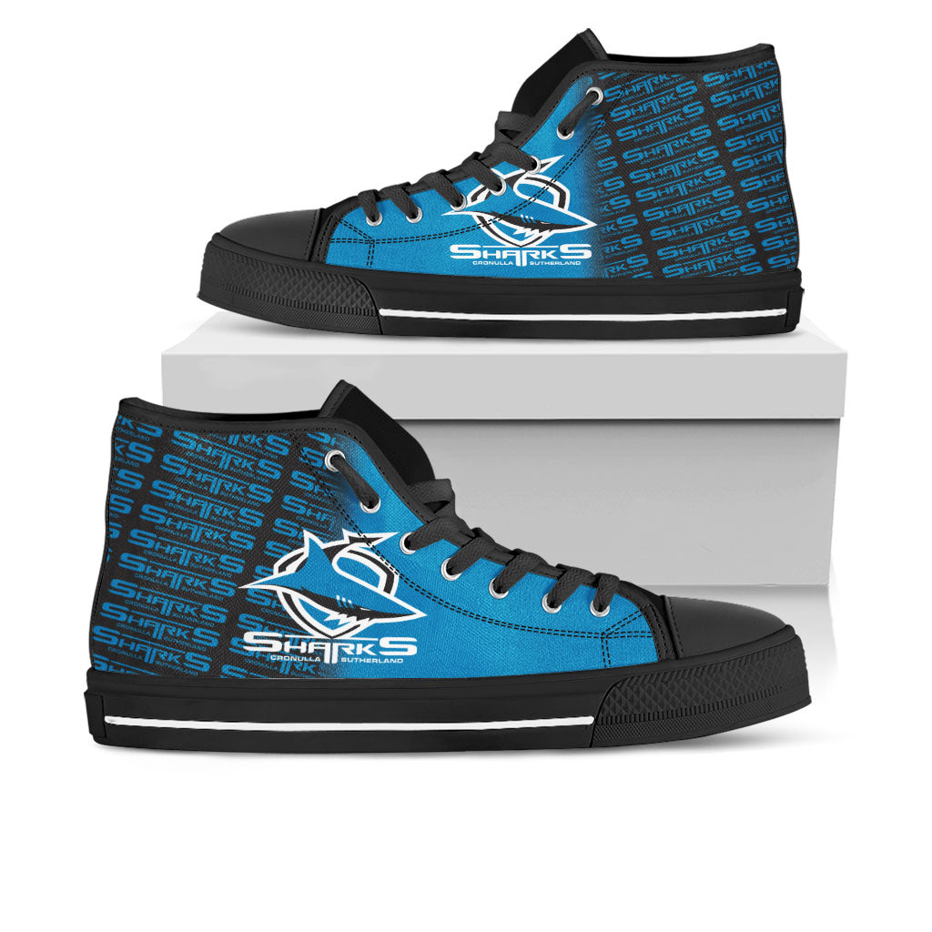 Ideafootwear Cronulla-Sutherland Sharks High Top Canvas Sneakers Shoes For Men And Women