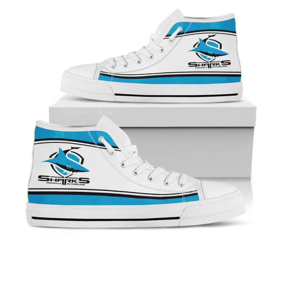 Ideafootwear Cronulla-Sutherland Sharks High Top Canvas Sneakers Shoes For Men And Women