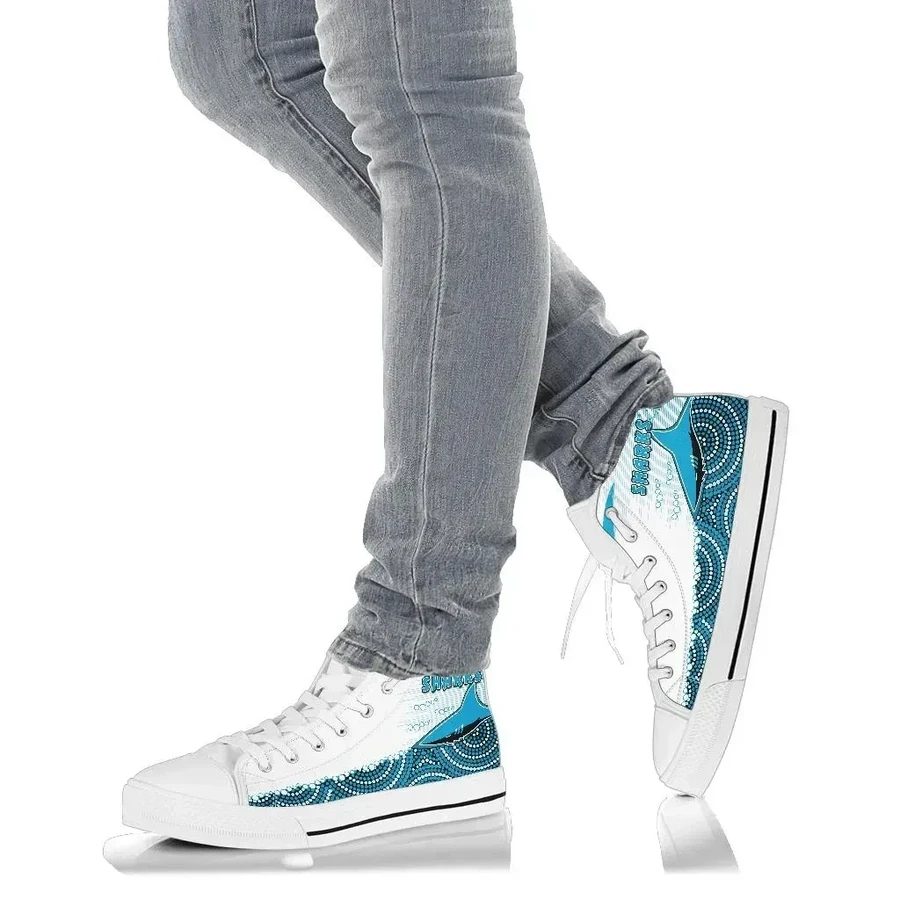 Ideafootwear Cronulla-Sutherland Sharks High Top Canvas Sneakers Shoes For Men And Women