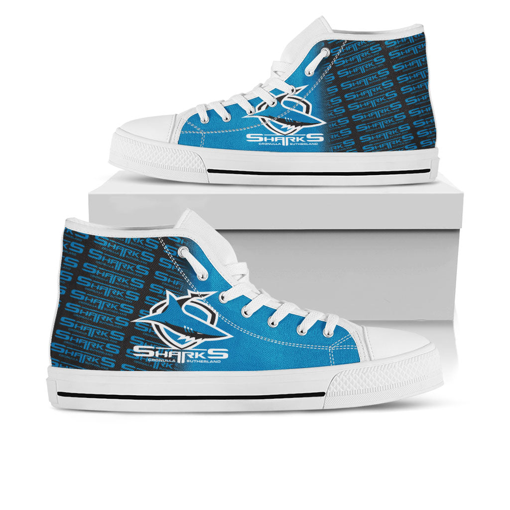 Ideafootwear Cronulla-Sutherland Sharks High Top Canvas Sneakers Shoes For Men And Women