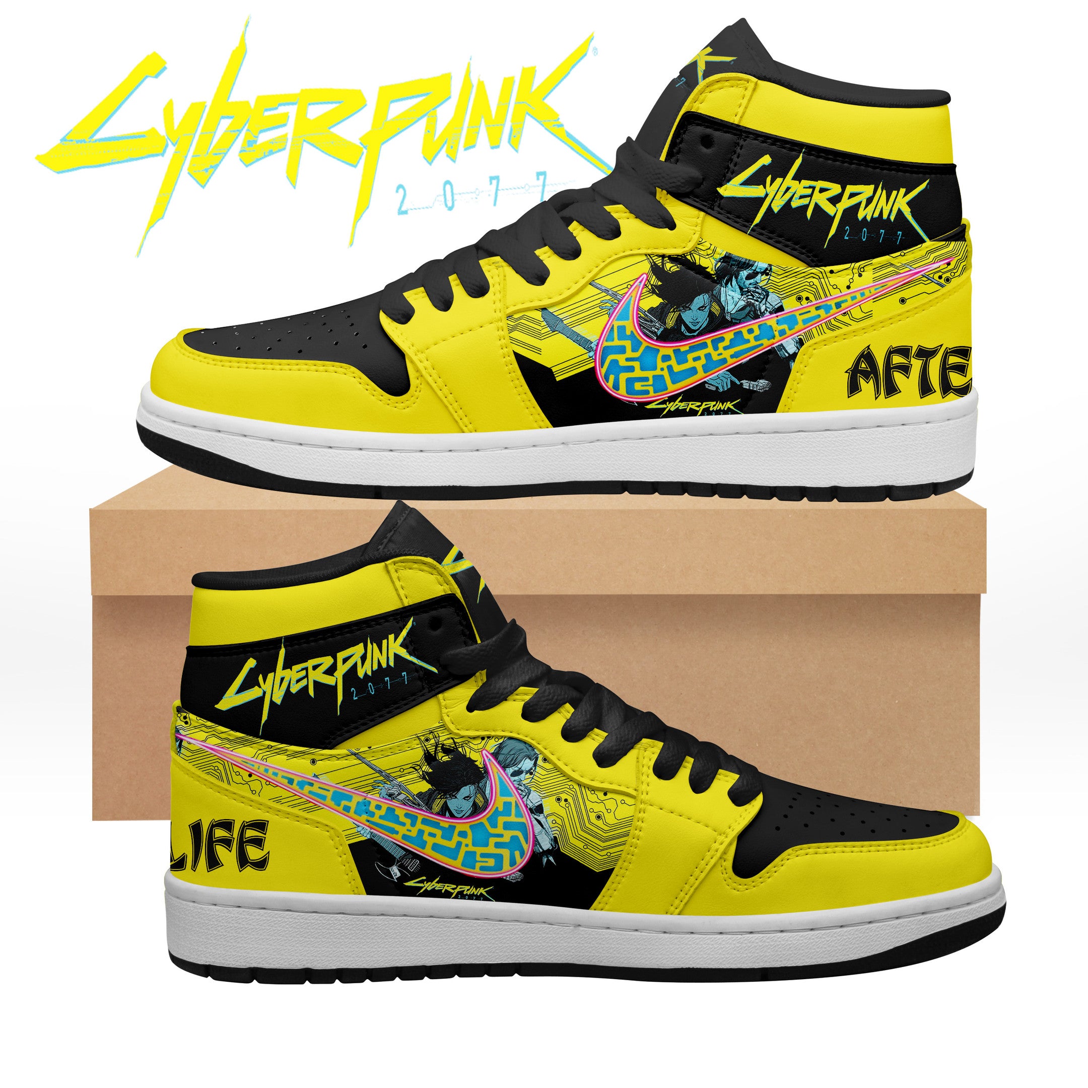 Ideafootwear Cyberpunk 2077 AJ1 High Sneakers Shoes For Men And Women