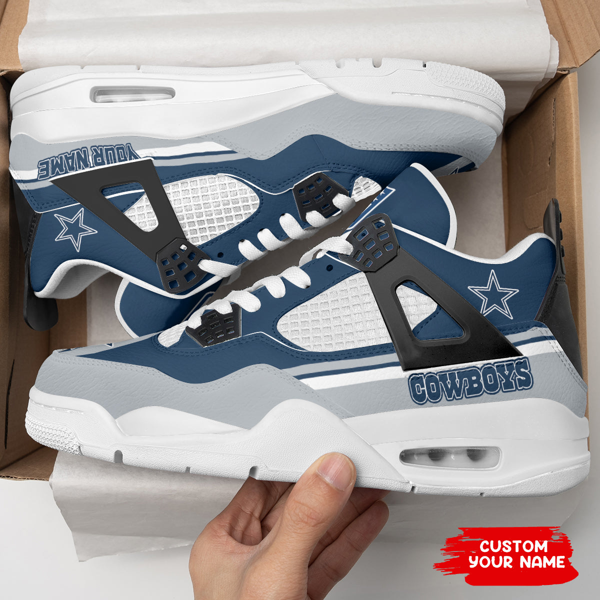 Ideafootwear Dallas Cowboys AJ4 Sneakers Shoes For Men And Women