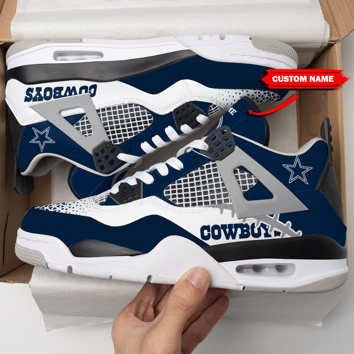 Ideafootwear Dallas Cowboys AJ4 Sneakers Shoes For Men And Women