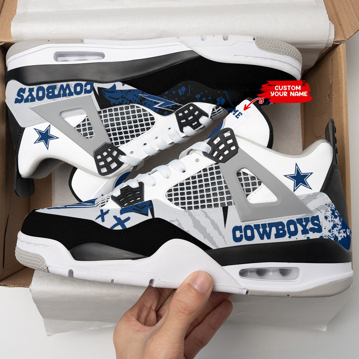 Ideafootwear Dallas Cowboys AJ4 Sneakers Shoes For Men And Women