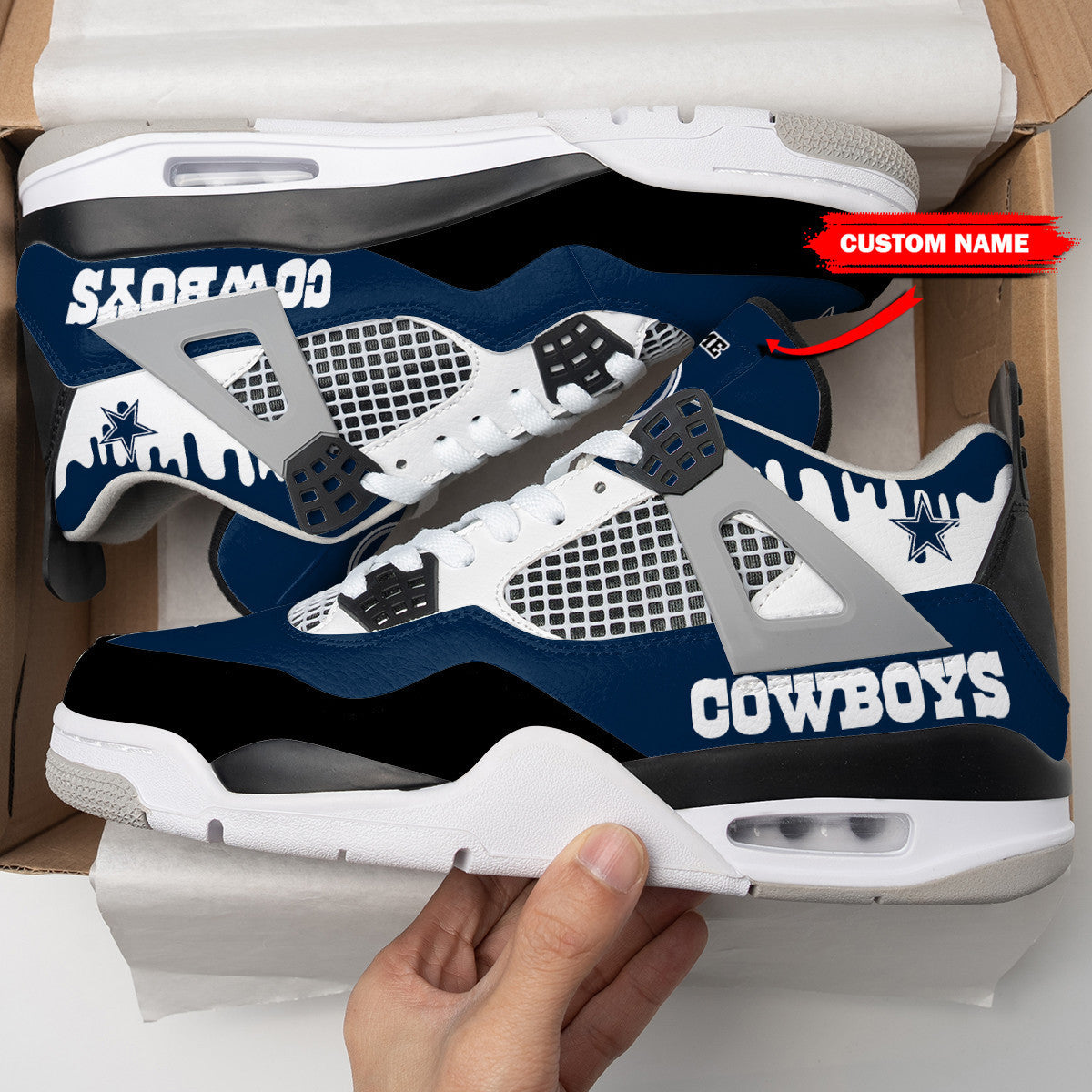 Ideafootwear Dallas Cowboys AJ4 Sneakers Shoes For Men And Women
