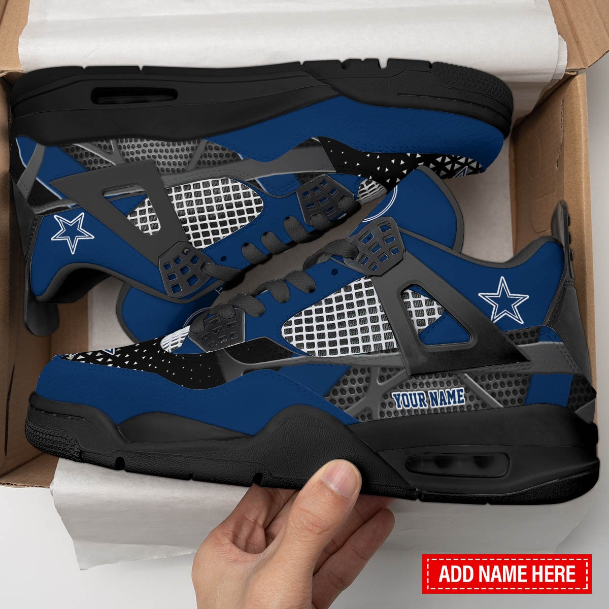 Ideafootwear Dallas Cowboys AJ4 Sneakers Shoes For Men And Women