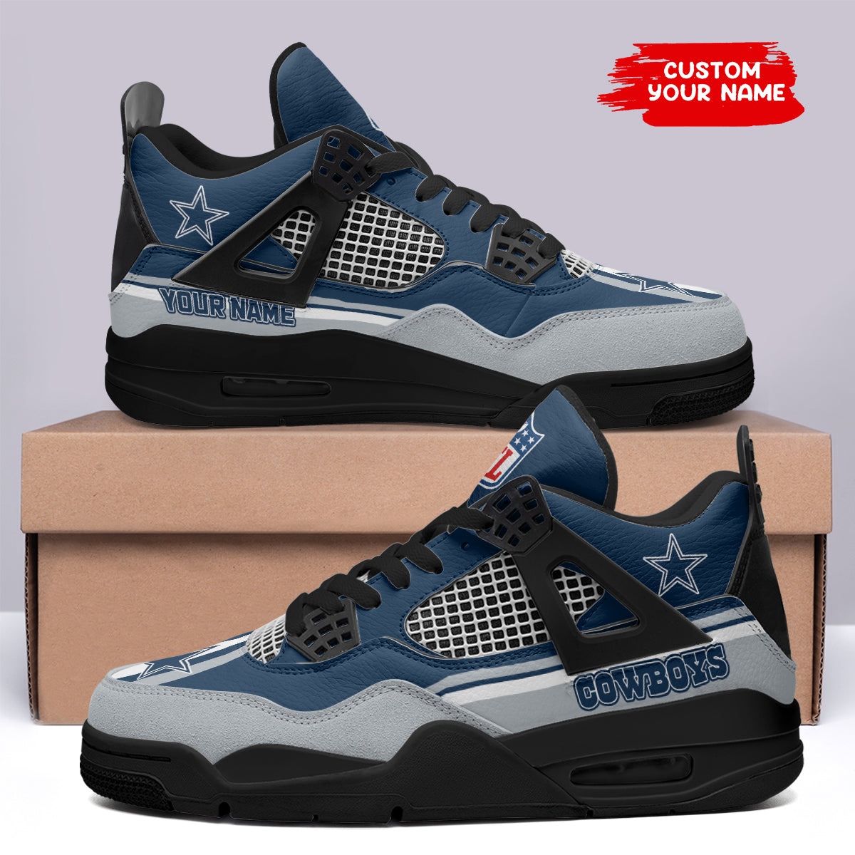 Ideafootwear Dallas Cowboys AJ4 Sneakers Shoes For Men And Women