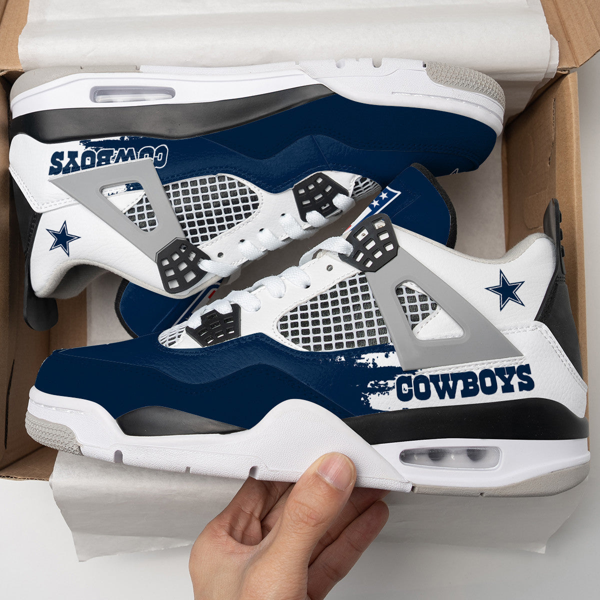 Ideafootwear Dallas Cowboys AJ4 Sneakers Shoes For Men And Women