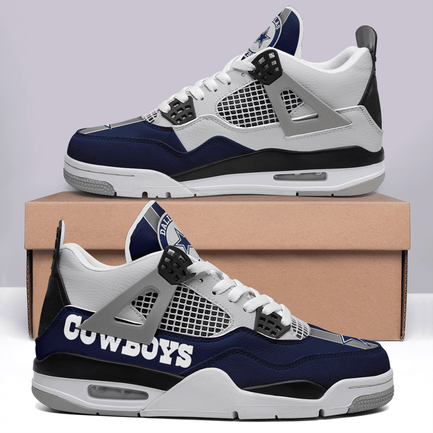 Ideafootwear Dallas Cowboys AJ4 Sneakers Shoes For Men And Women