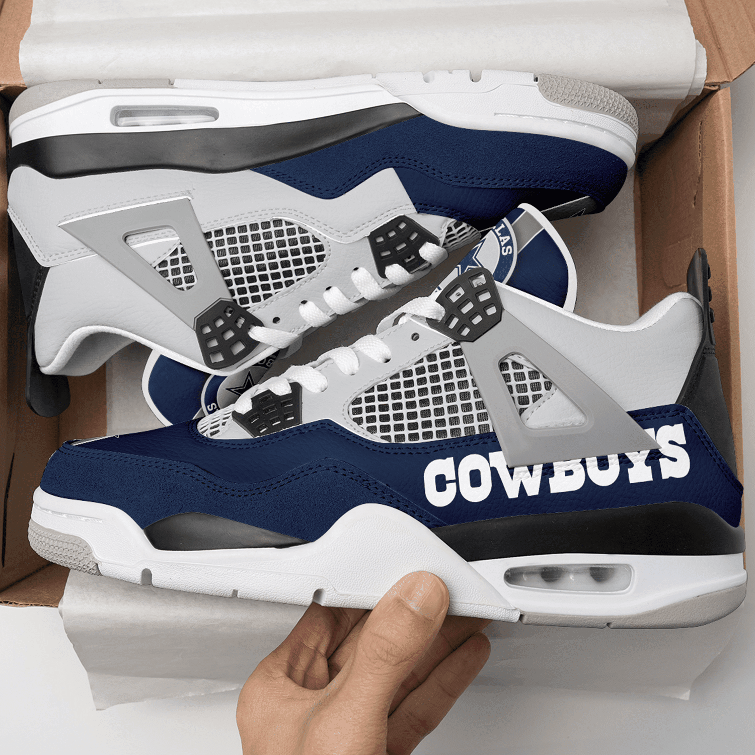 Ideafootwear Dallas Cowboys AJ4 Sneakers Shoes For Men And Women