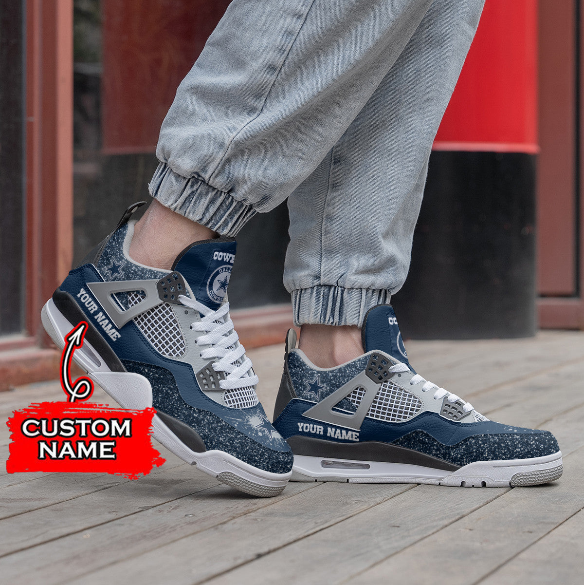 Ideafootwear Dallas Cowboys AJ4 Sneakers Shoes For Men And Women