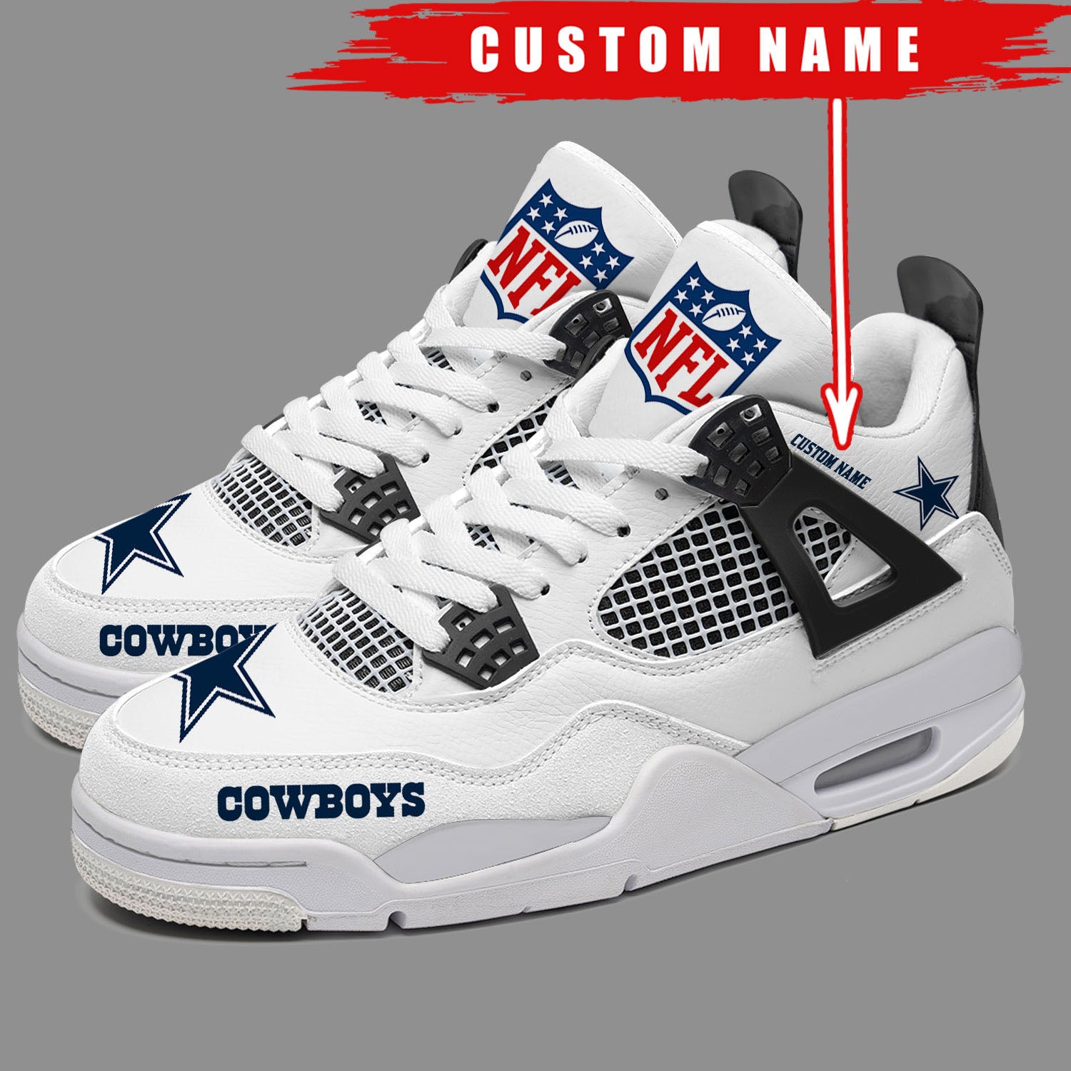 Ideafootwear Dallas Cowboys AJ4 Sneakers Shoes For Men And Women