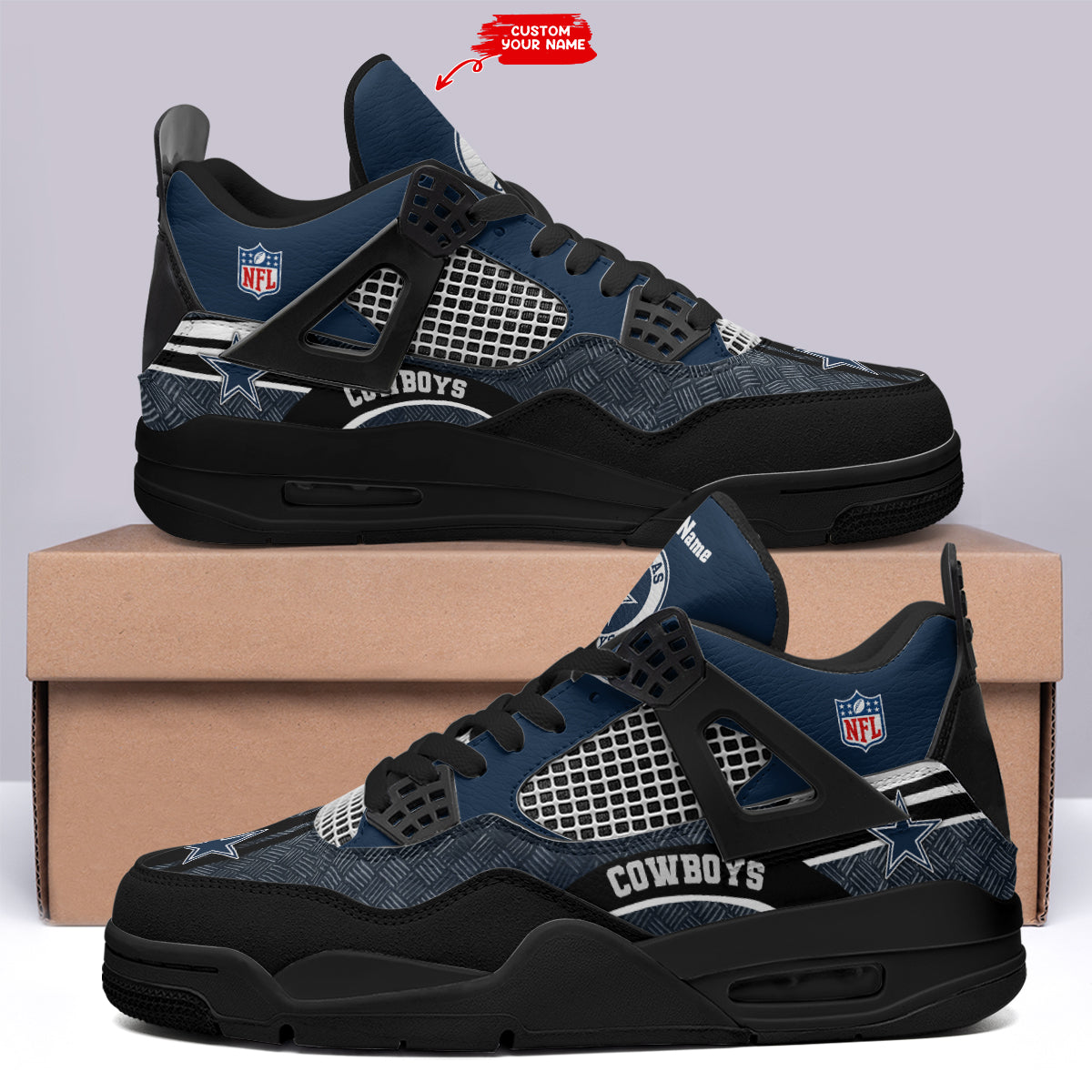 Ideafootwear Dallas Cowboys AJ4 Sneakers Shoes For Men And Women