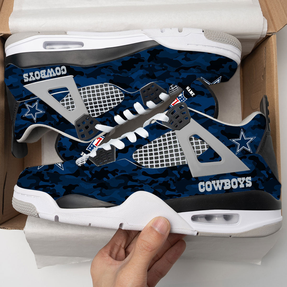 Ideafootwear Dallas Cowboys AJ4 Sneakers Shoes For Men And Women