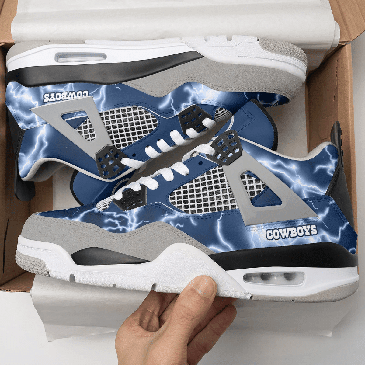 Ideafootwear Dallas Cowboys AJ4 Sneakers Shoes For Men And Women
