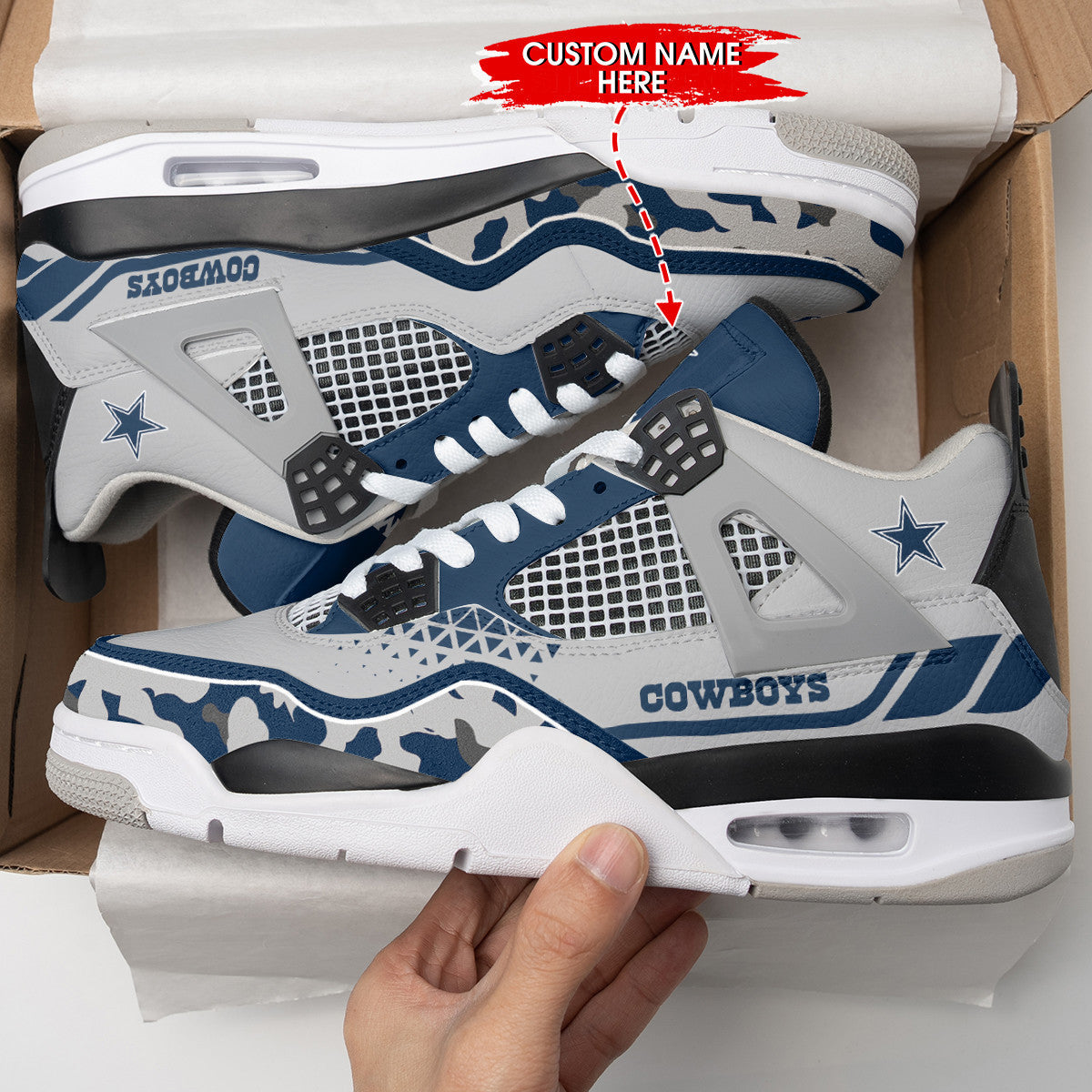 Ideafootwear Dallas Cowboys AJ4 Sneakers Shoes For Men And Women