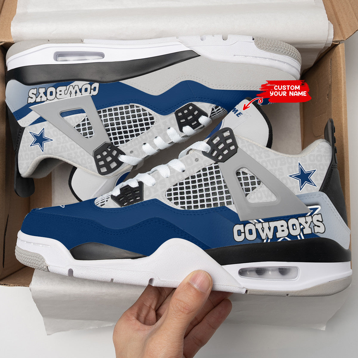 Ideafootwear Dallas Cowboys AJ4 Sneakers Shoes For Men And Women