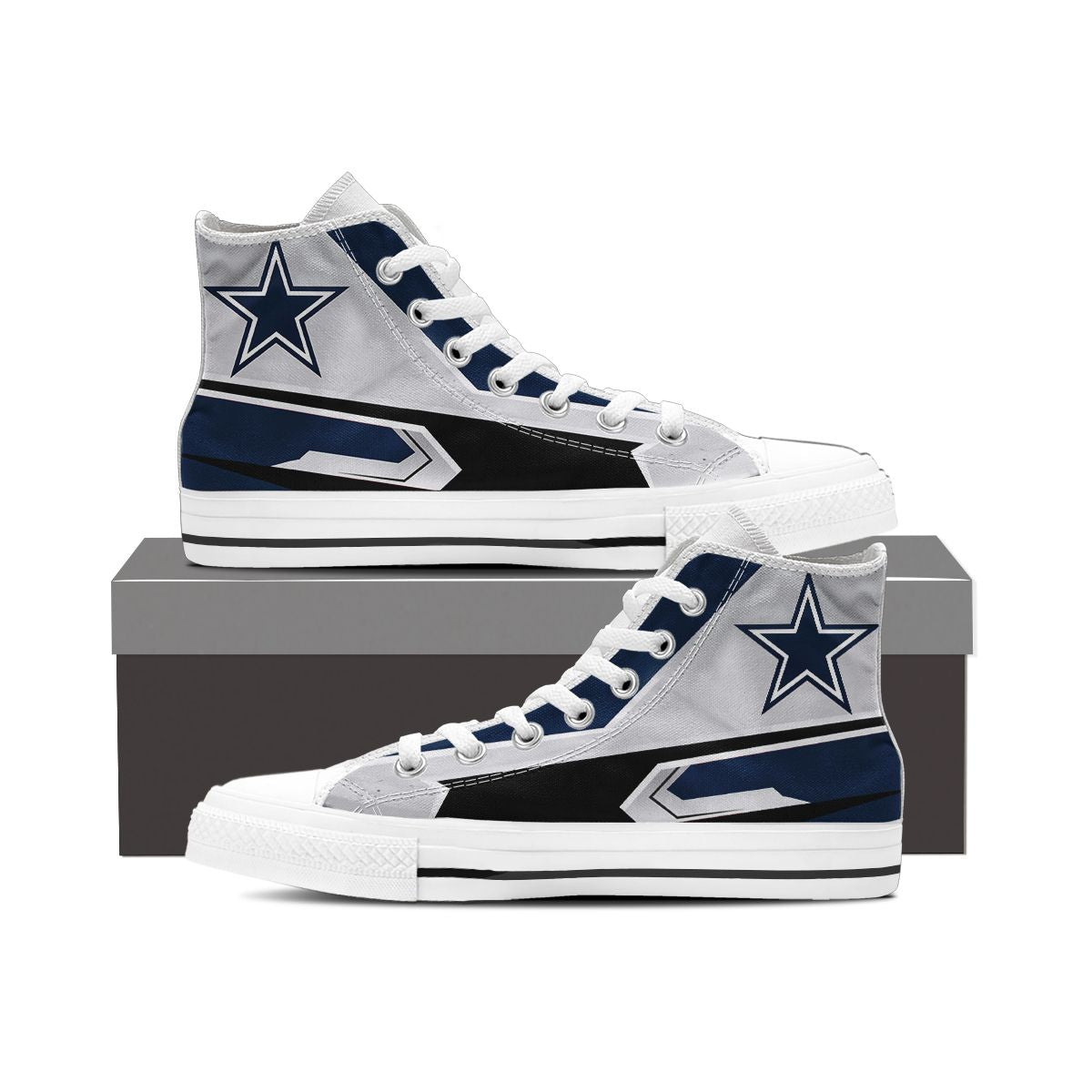 Ideafootwear Dallas Cowboys High Top Canvas Sneakers Shoes For Men And Women