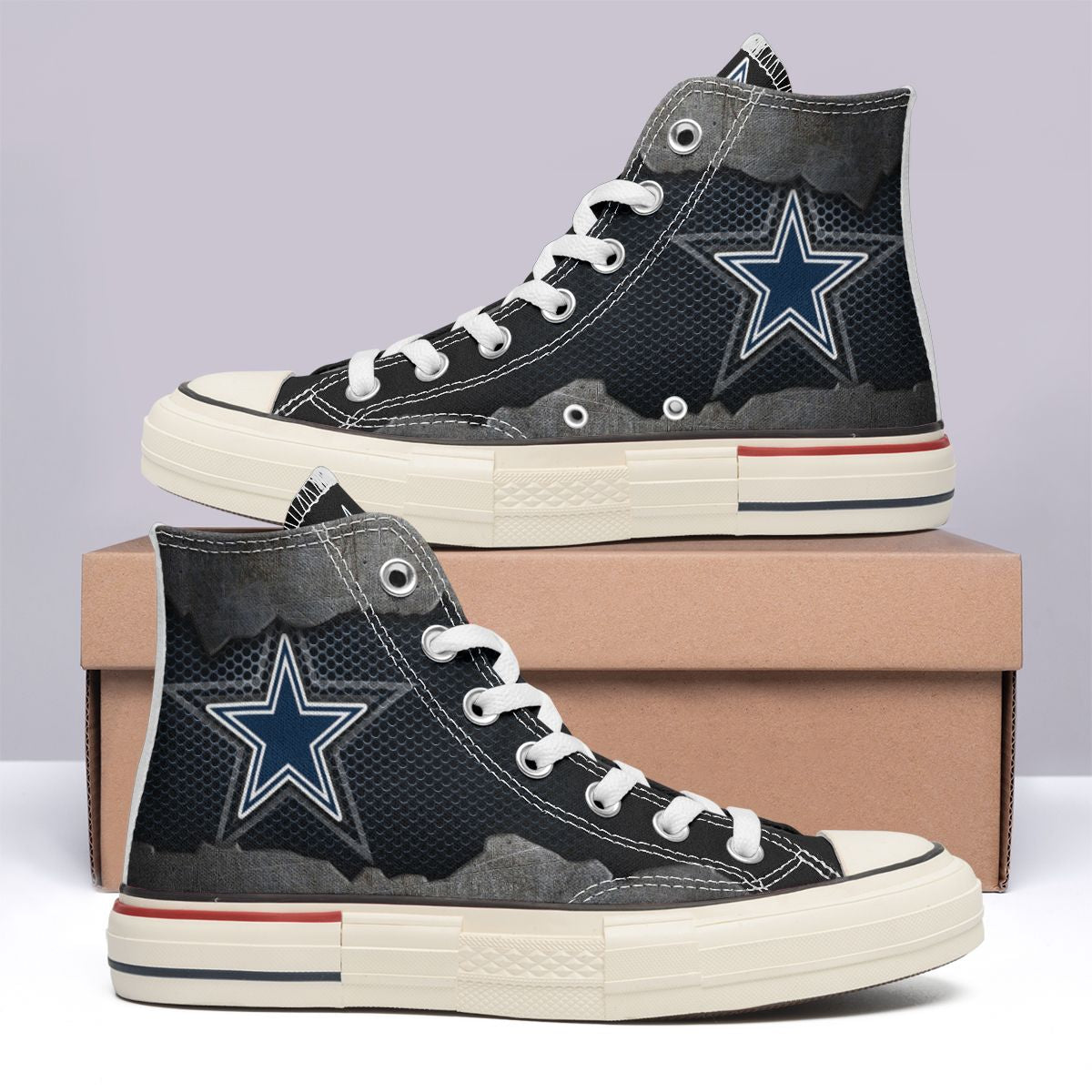 Ideafootwear Dallas Cowboys High Top Canvas Sneakers Shoes For Men And Women