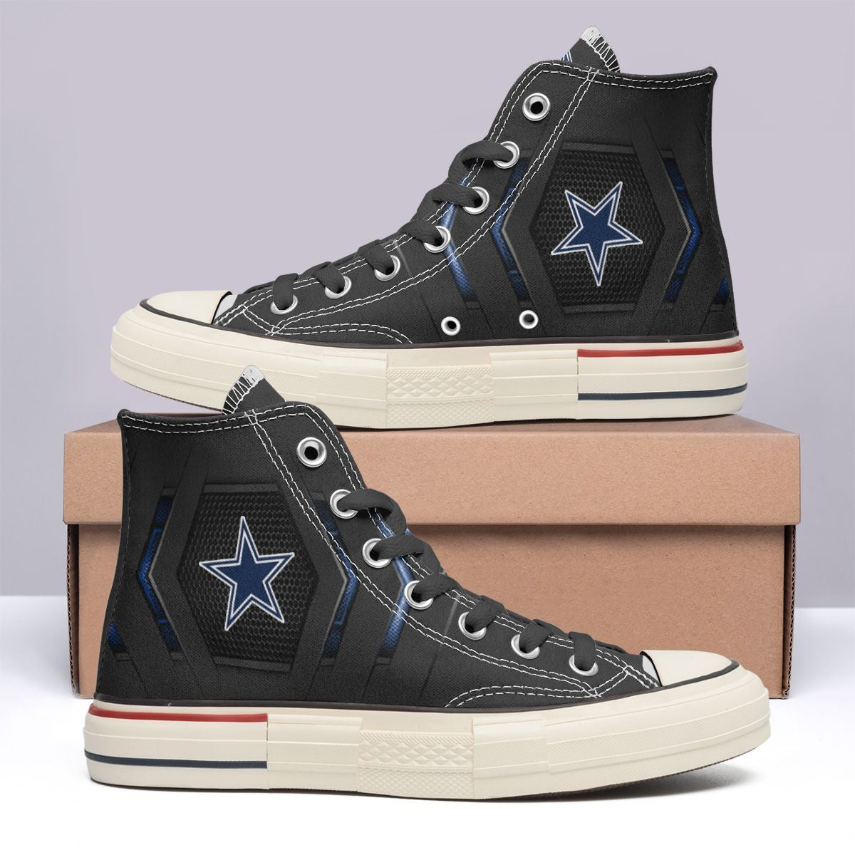 Ideafootwear Dallas Cowboys High Top Canvas Sneakers Shoes For Men And Women