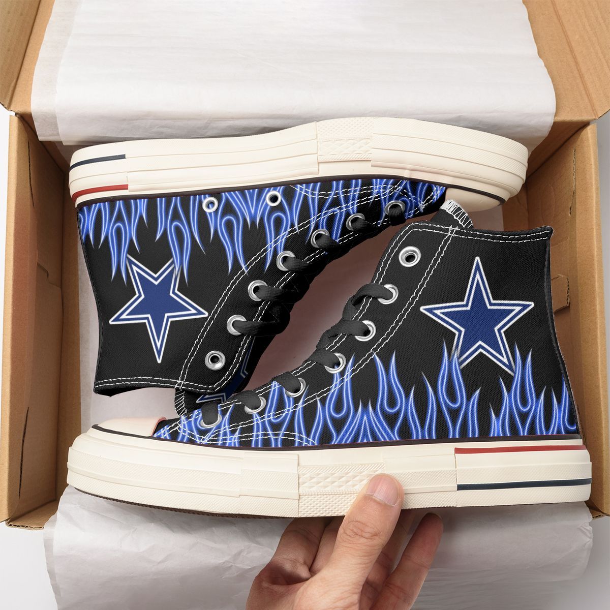 Ideafootwear Dallas Cowboys High Top Canvas Sneakers Shoes For Men And Women