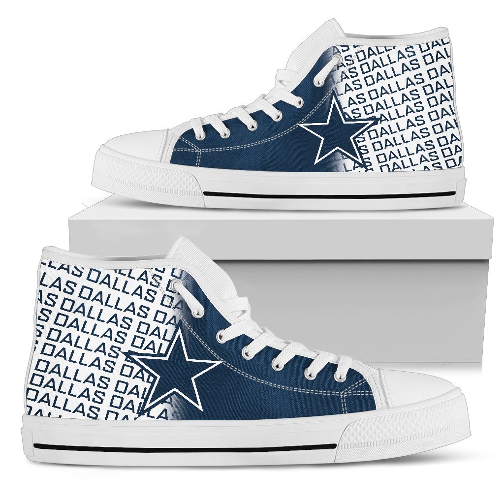 Ideafootwear Dallas Cowboys High Top Canvas Sneakers Shoes For Men And Women