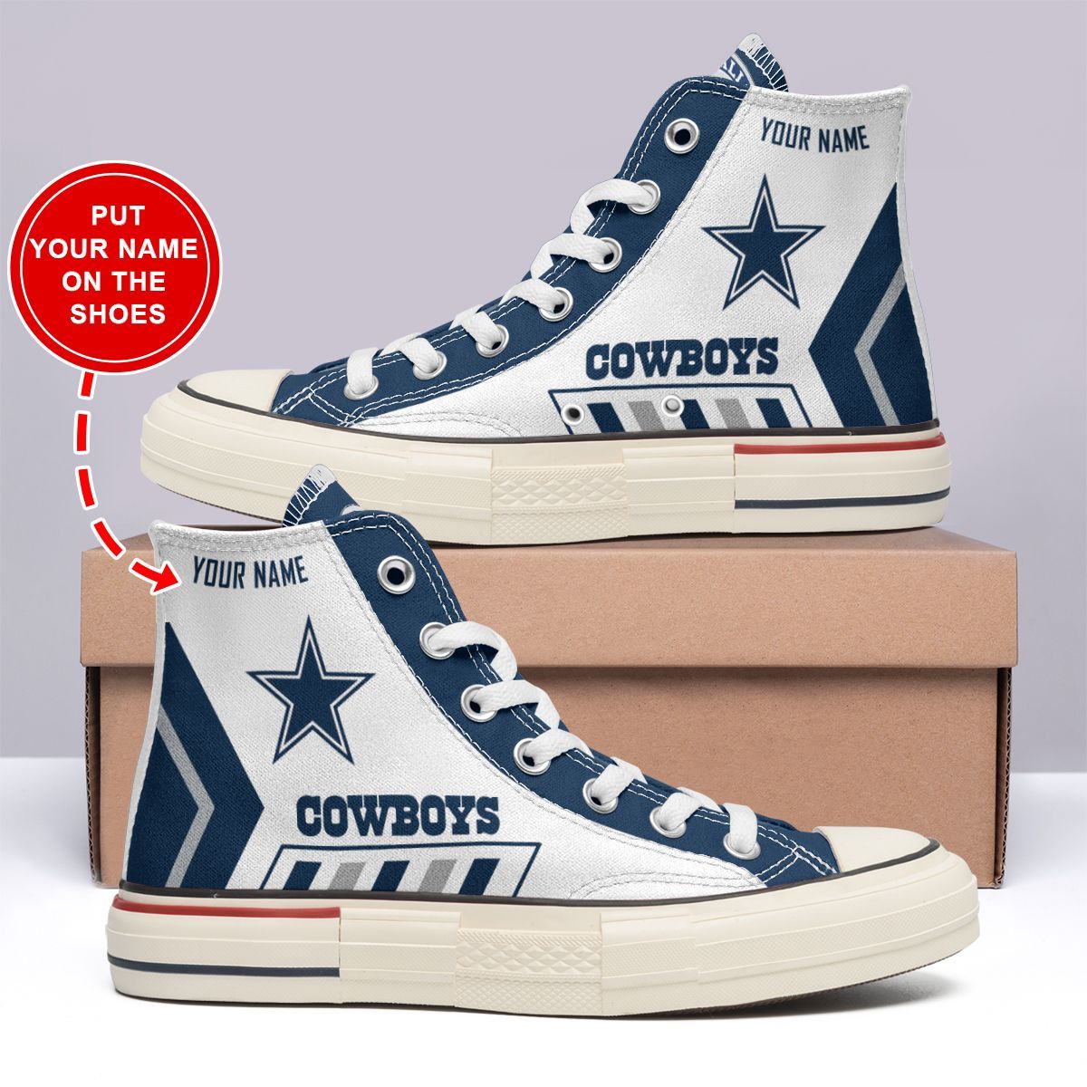 Ideafootwear Dallas Cowboys High Top Canvas Sneakers Shoes For Men And Women