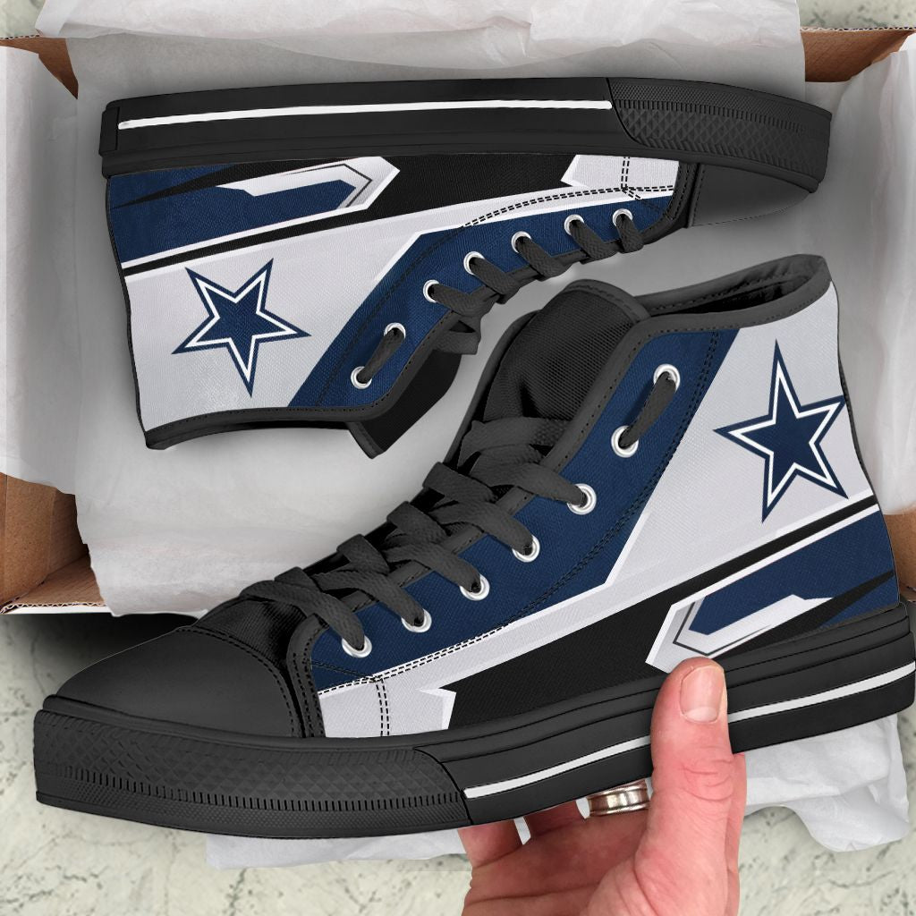 Ideafootwear Dallas Cowboys High Top Canvas Sneakers Shoes For Men And Women