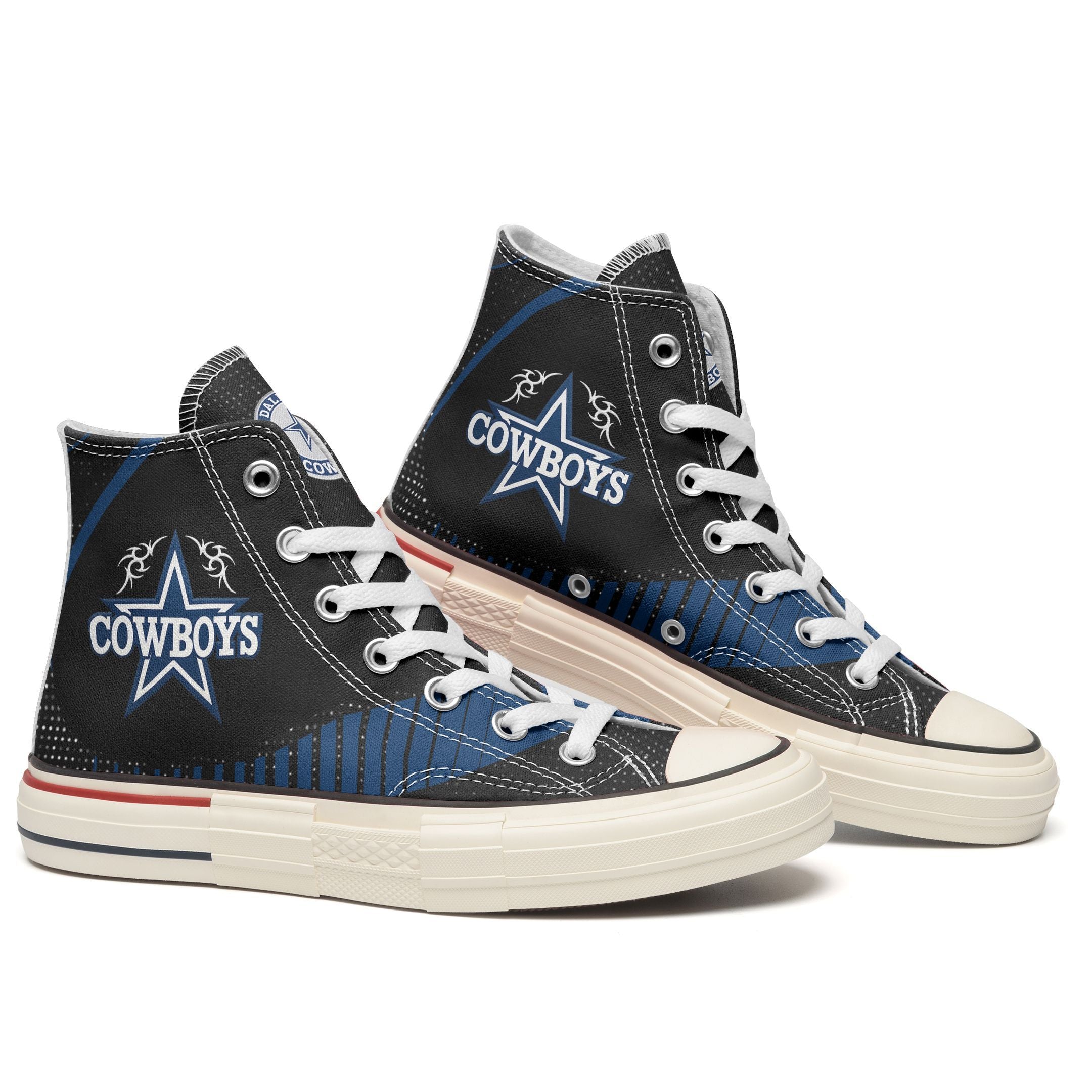 Ideafootwear Dallas Cowboys High Top Canvas Sneakers Shoes For Men And Women