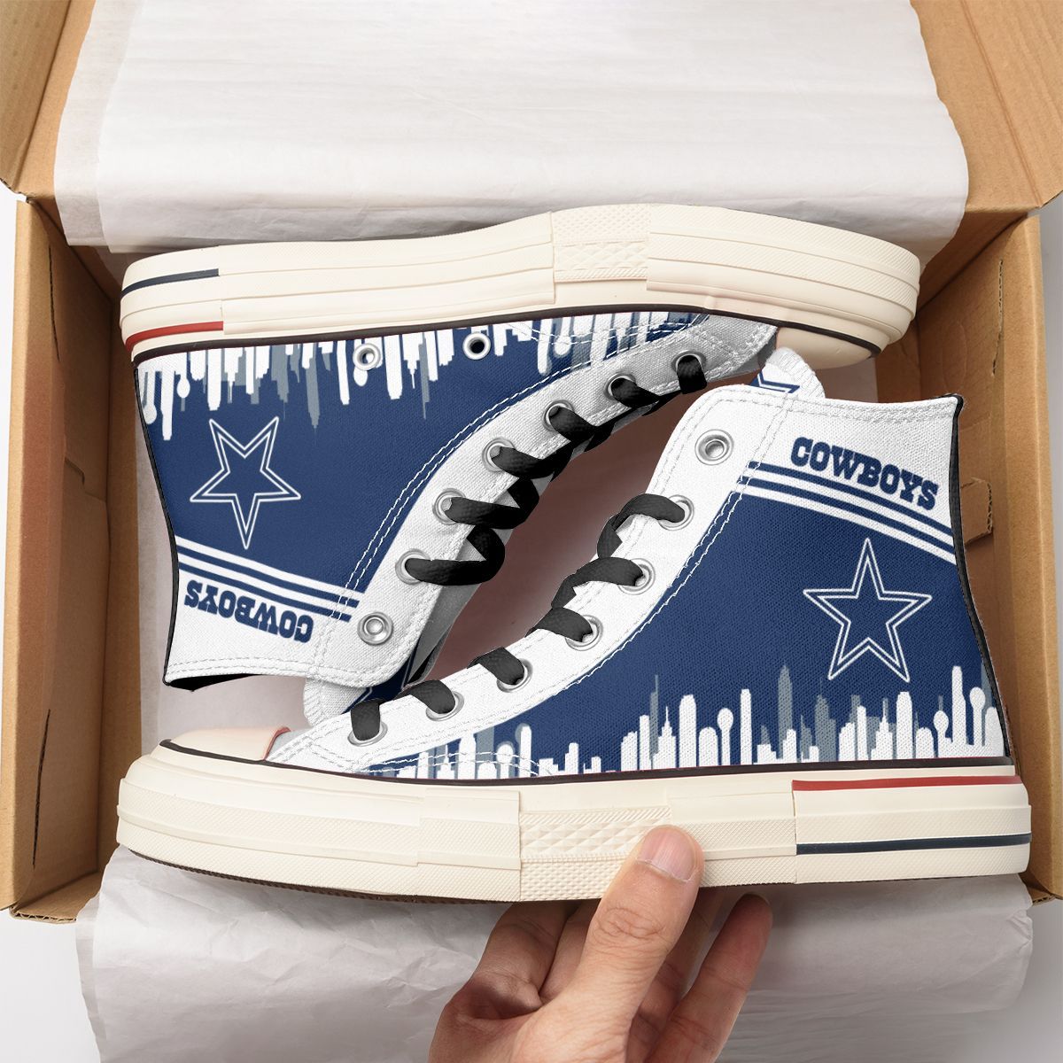 Ideafootwear Dallas Cowboys High Top Canvas Sneakers Shoes For Men And Women