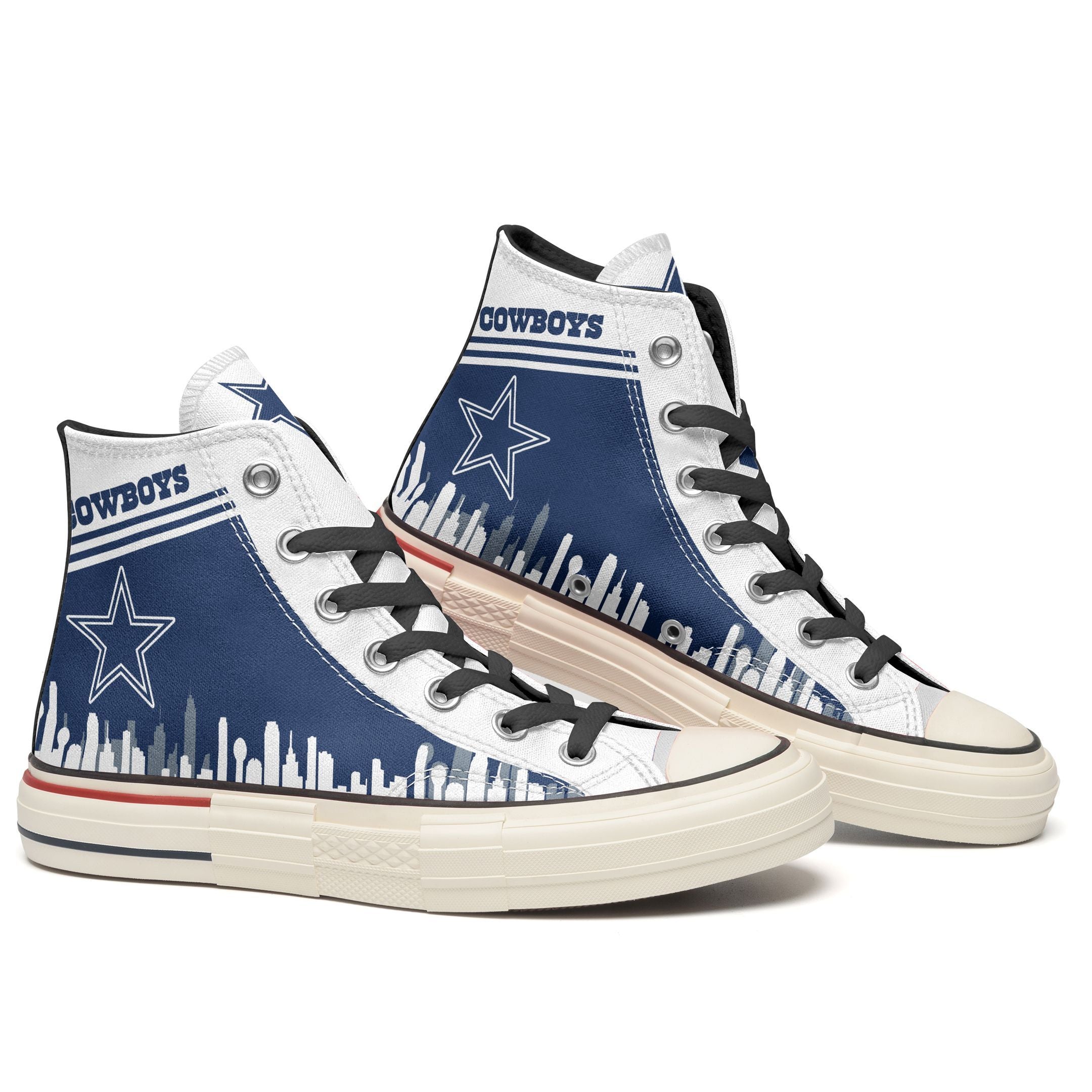 Ideafootwear Dallas Cowboys High Top Canvas Sneakers Shoes For Men And Women