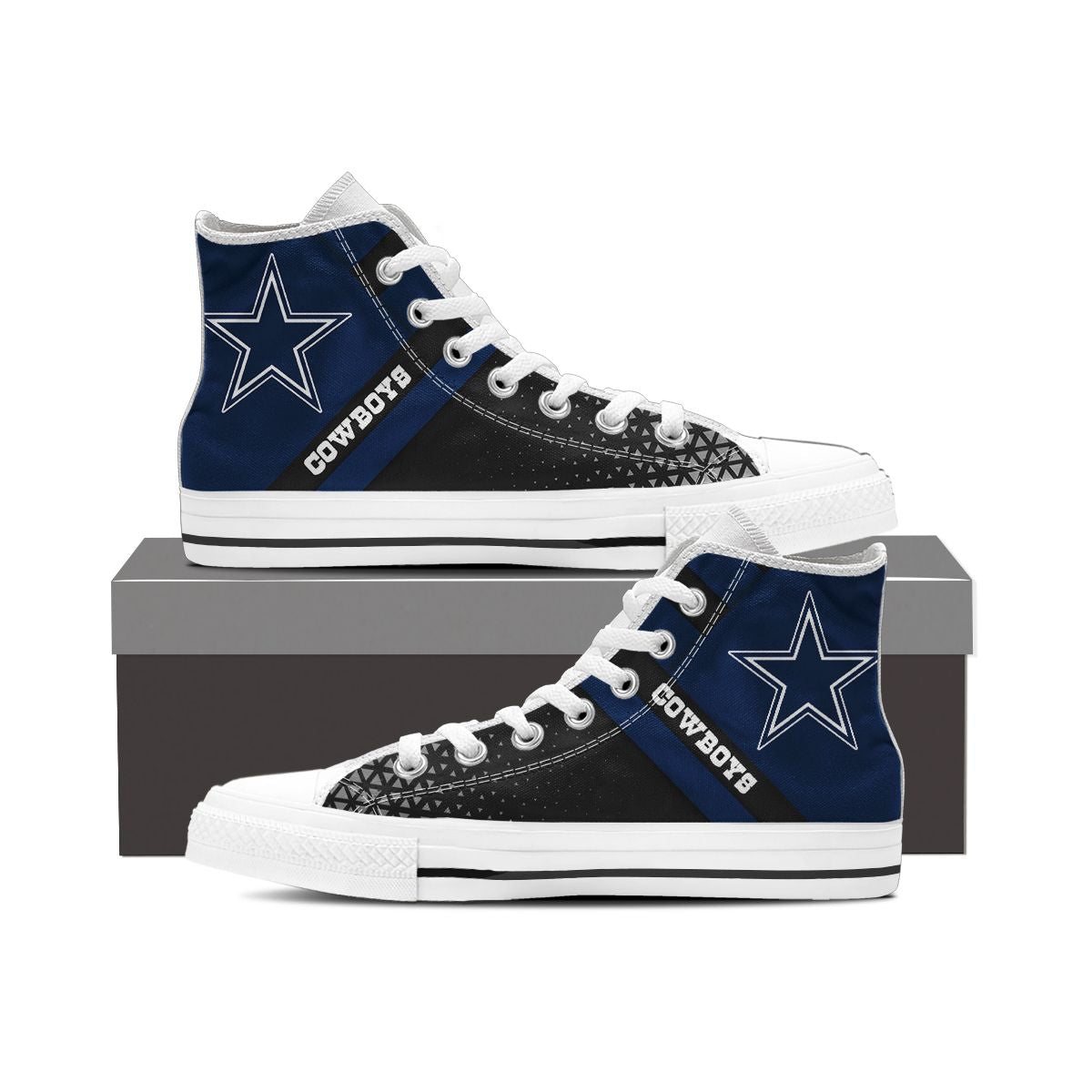 Ideafootwear Dallas Cowboys High Top Canvas Sneakers Shoes For Men And Women