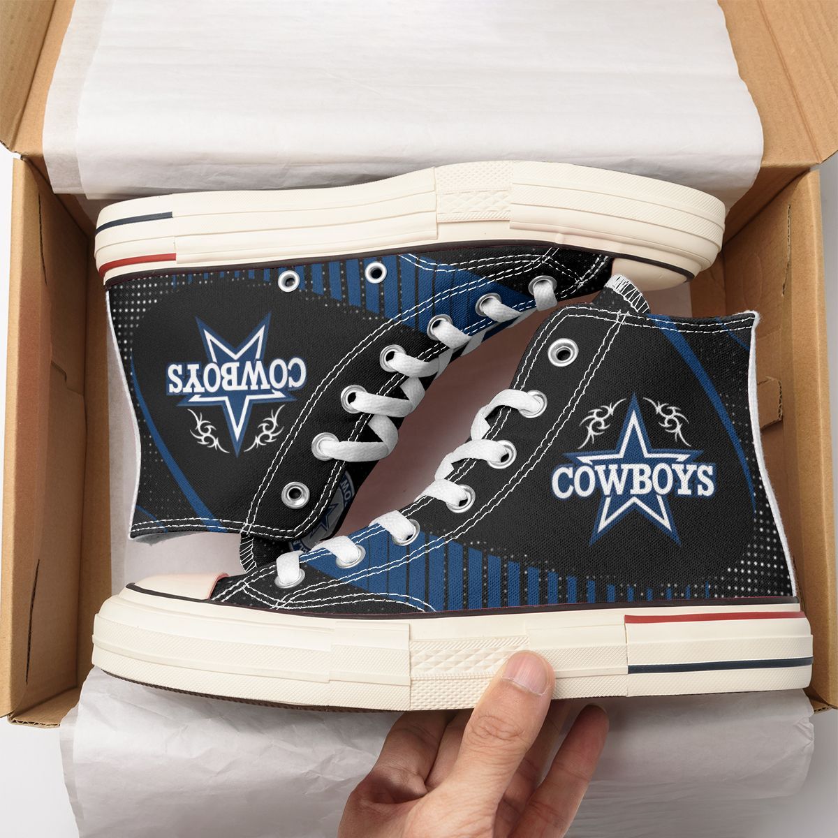 Ideafootwear Dallas Cowboys High Top Canvas Sneakers Shoes For Men And Women