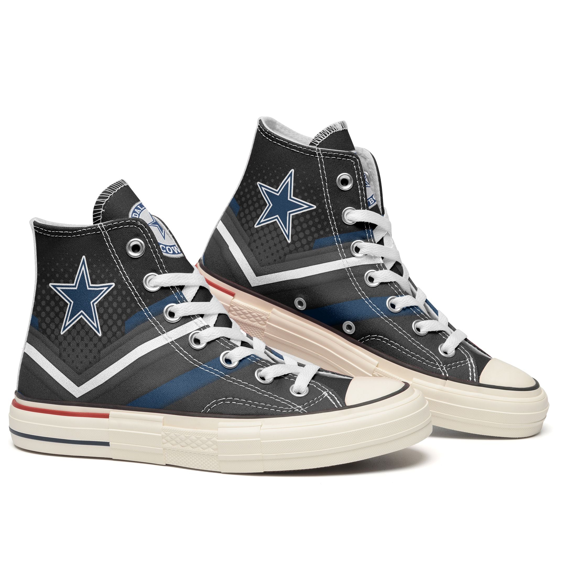 Ideafootwear Dallas Cowboys High Top Canvas Sneakers Shoes For Men And Women