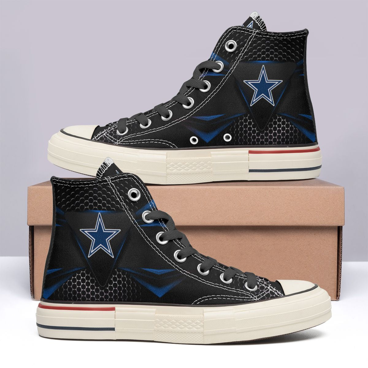 Ideafootwear Dallas Cowboys High Top Canvas Sneakers Shoes For Men And Women