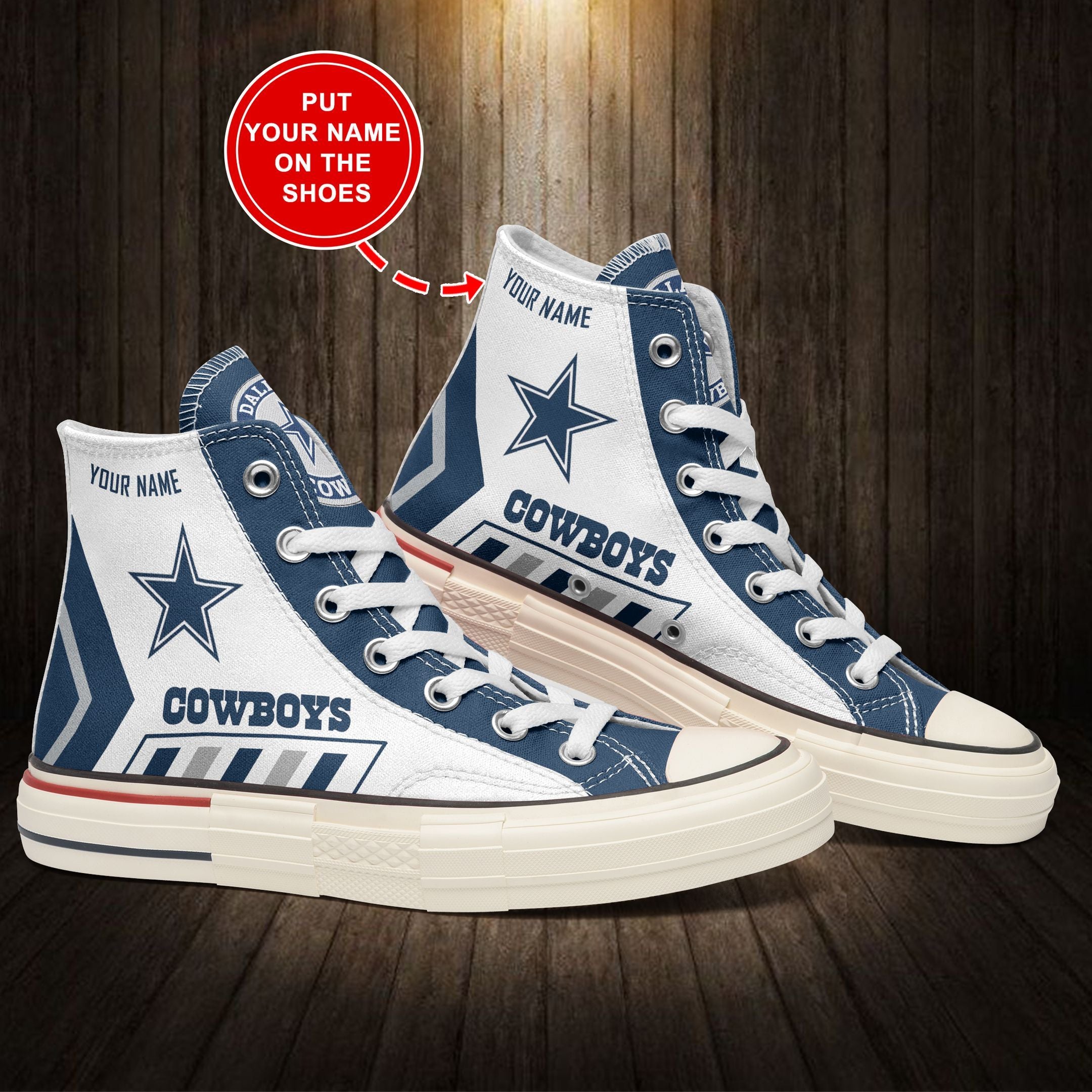 Ideafootwear Dallas Cowboys High Top Canvas Sneakers Shoes For Men And Women