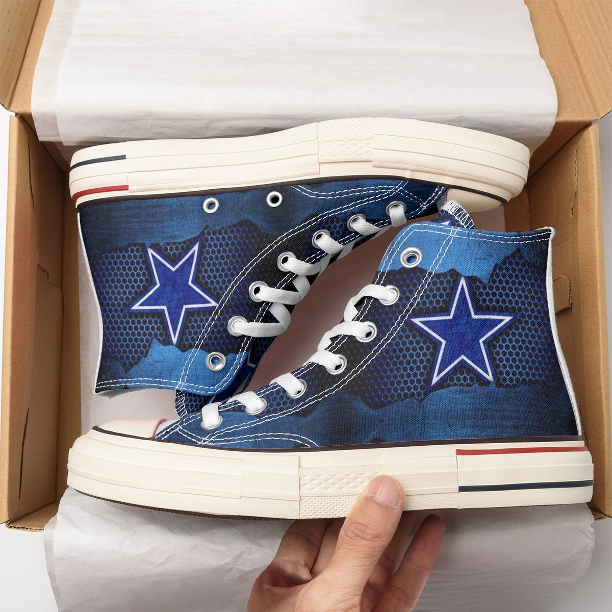 Ideafootwear Dallas Cowboys High Top Canvas Sneakers Shoes For Men And Women