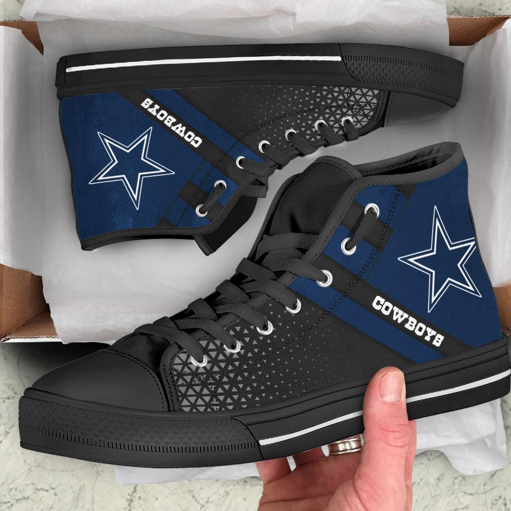 Ideafootwear Dallas Cowboys High Top Canvas Sneakers Shoes For Men And Women
