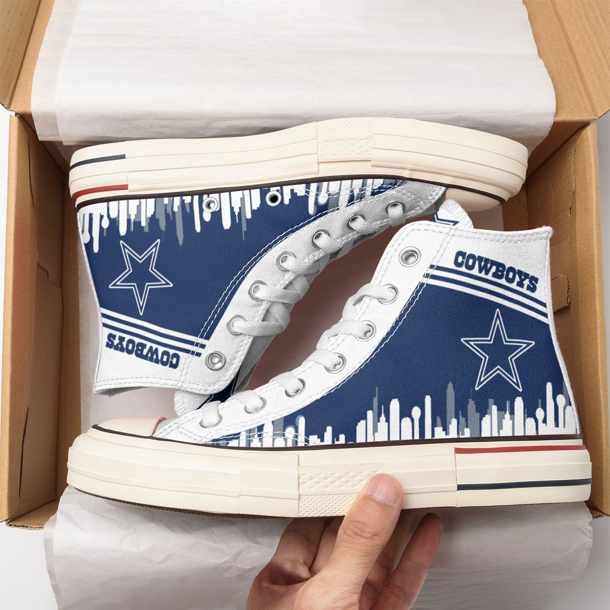 Ideafootwear Dallas Cowboys High Top Canvas Sneakers Shoes For Men And Women