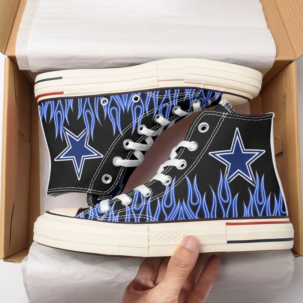 Ideafootwear Dallas Cowboys High Top Canvas Sneakers Shoes For Men And Women