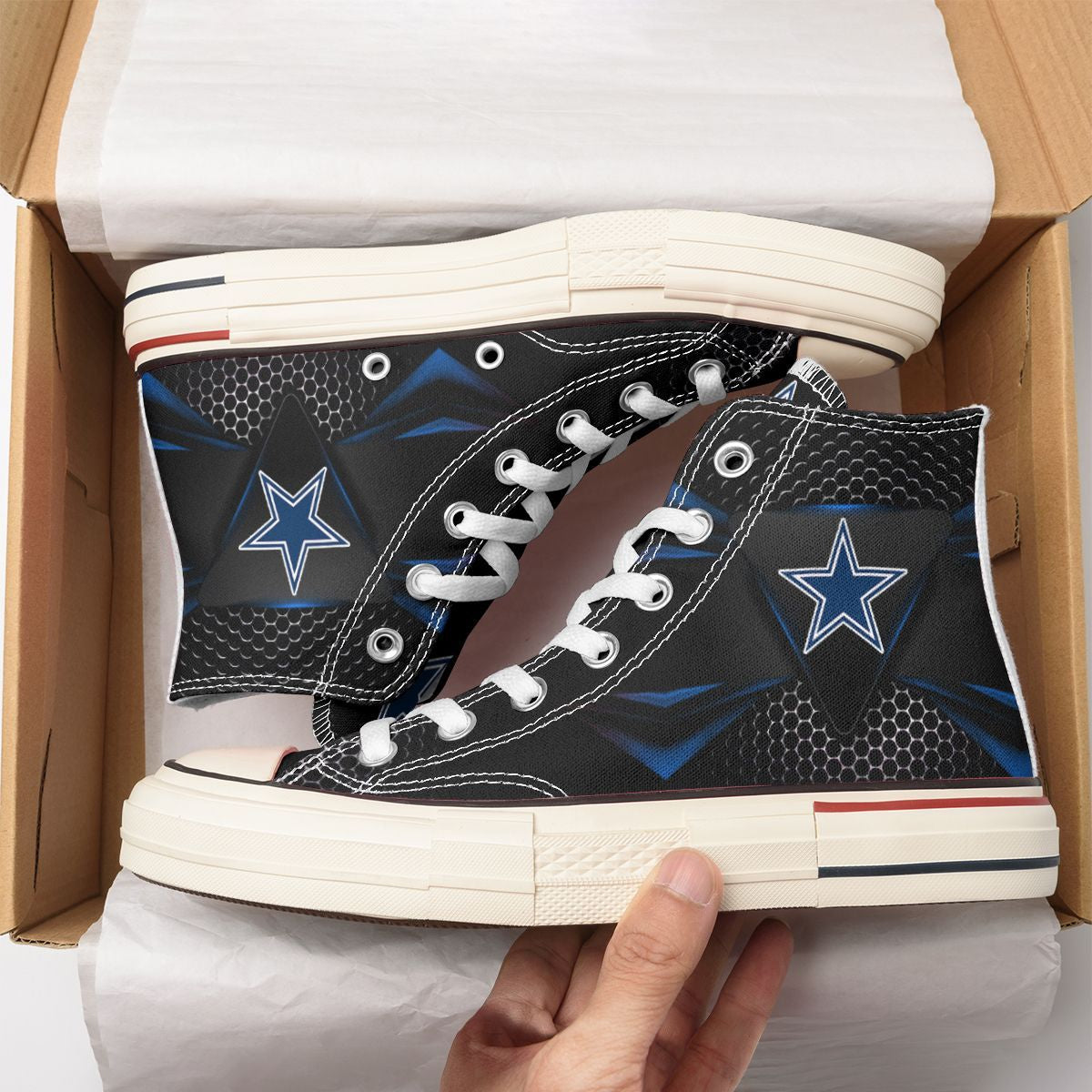 Ideafootwear Dallas Cowboys High Top Canvas Sneakers Shoes For Men And Women